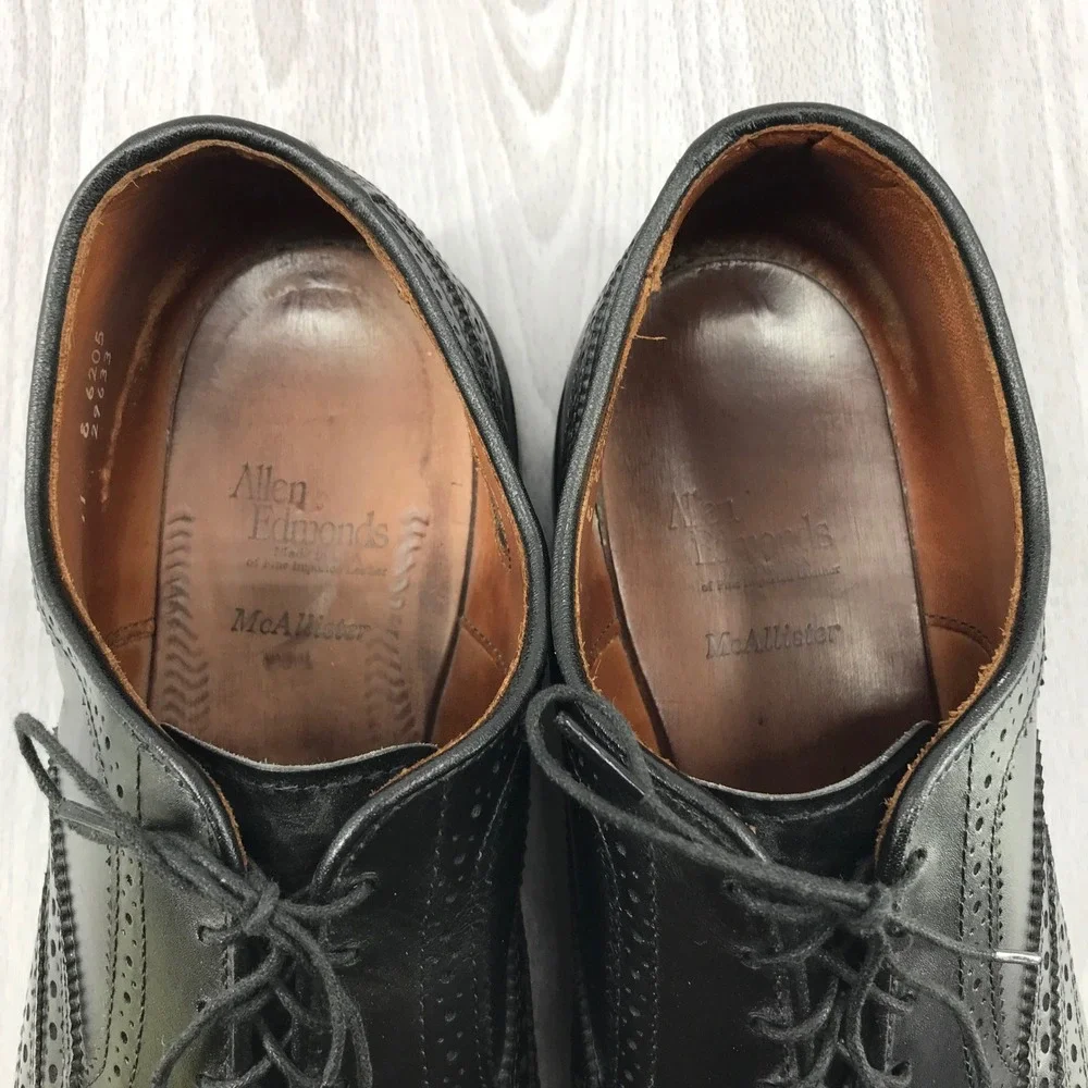 Allen Edmonds McAllister Black Leather Wingtip Oxford Dress Shoes Mens 11 E 6205